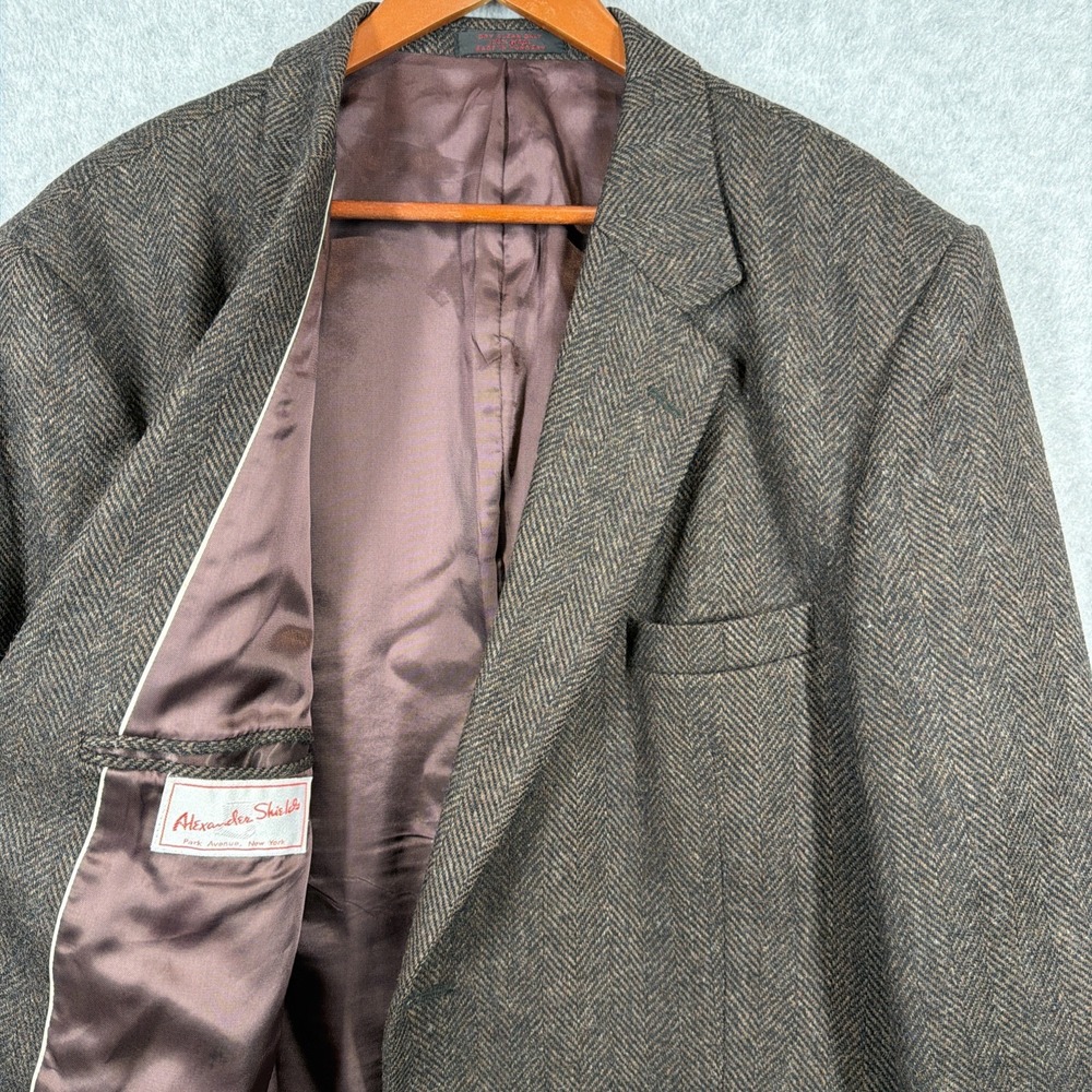 Vintage Alexander Shields Blazer 46R Herringbone Wool Tweed Coat Jacket Classic